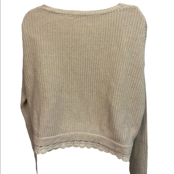 Kimchi Blue Cropped Crochet Trim Sweater - Image 4