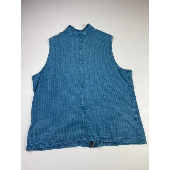 Orvis Blue Denim Sleeveless Zip-Front‎ Dress Casual Summer Wear L - Image 5