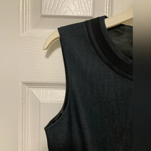 *Tahari Black Sleeveless Exposed Zipper Denim Size Small Sheath Mini Dress - Image 7