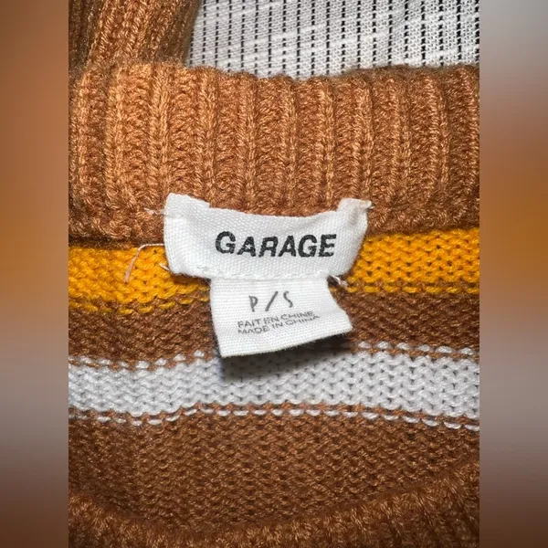 Garage Brown‎ Striped Cropped Sweater Size P/S (XS/S) - Image 3