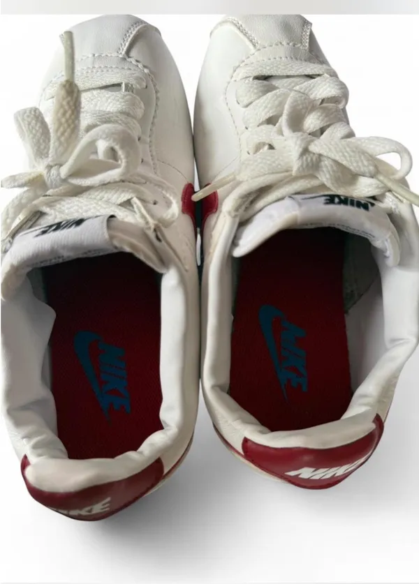 Nike Trainers White Sneakers with Red Swoosh and Blue Stripe - Image 3