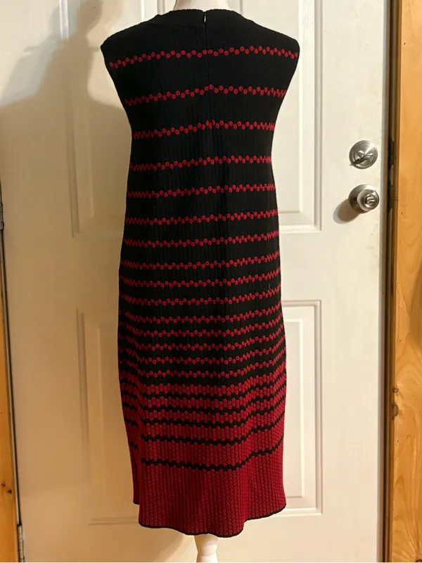 Nic+Zoe Fall Fever Jacquard shift dress in Black & Red size Large - Image 5
