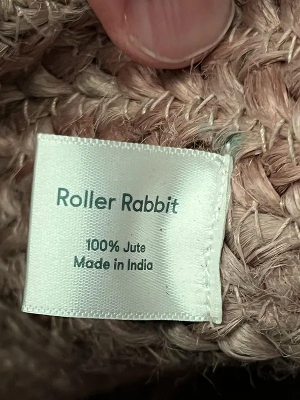 Roller Rabbit Naila Tote Bag Womens Small Beige Jute Out Of Office Pom Pom Beach - Image 11