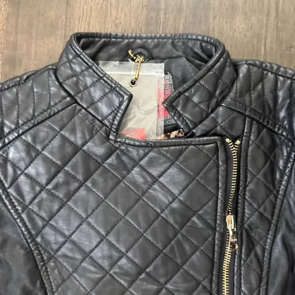 New Celsius Vegan Leather Black Biker Jacket - Image 4