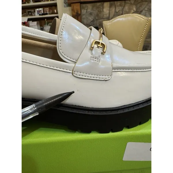 Sam Edelman Womens Tully White Patten Size 10‎ Lug Sole Equestrian - Image 8