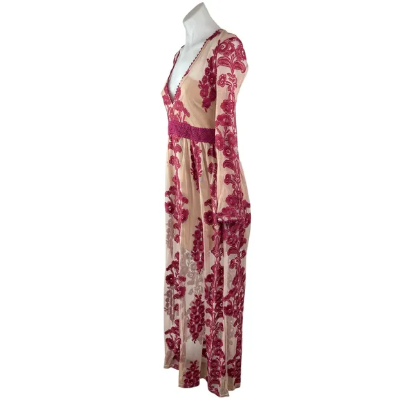 Altar'd State Norrie Norris Women's Floral Embroidery Sheer Maxi A-Line Dress S - Image 3