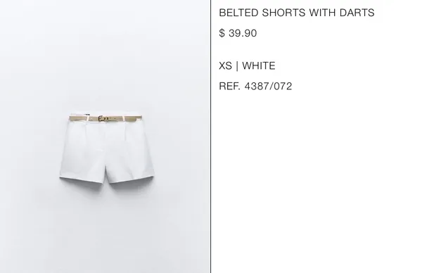 ZARA Belted Shorts with Darts - Image 2