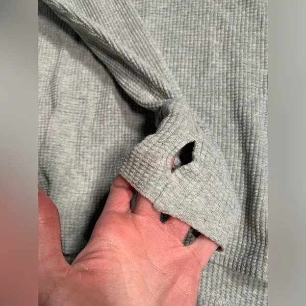 Aerie offline Gray Waffle Knit Henley Top small - Image 6