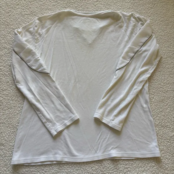 Armani Exchange White Contrast Trim V-Neck Long Sleeve T-Shirt Sz L Quietluxury - Image 8