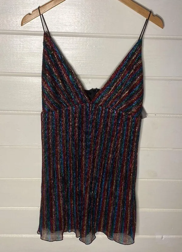 Forever 21 NWT shiny foil rainbow spaghetti strap mini dress - Image 7