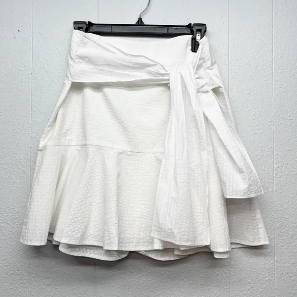 Club Monaco Ruffle Mini Skirt Women 8 Cotton Coastal Festival Coquette Y2K Angel - Image 2