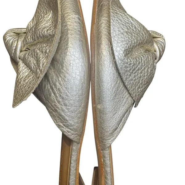 Rebecca Minkoff Shoes Womens Size 6.5M Gold Leather Bow Slide Flats‎ Pointed Toe - Image 7
