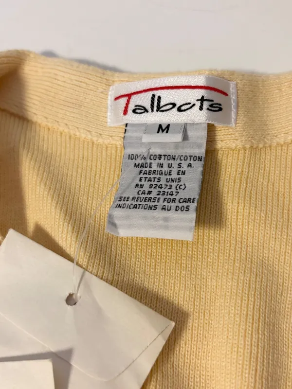 Talbots Cotton Layering V Neck Button Down Sweater Vest Yellow Womens Medium - Image 3