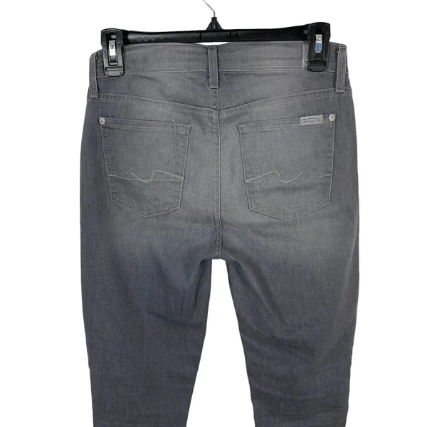 7 For All Mankind Ankle Guinevere‎ Gray Distressed Skinny Jeans 24 - Image 5