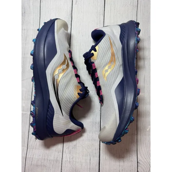 Saucony Peregrine 12 Blue Gold Pink Trail Running Sneakers Womens Sz 9.5 - Image 6