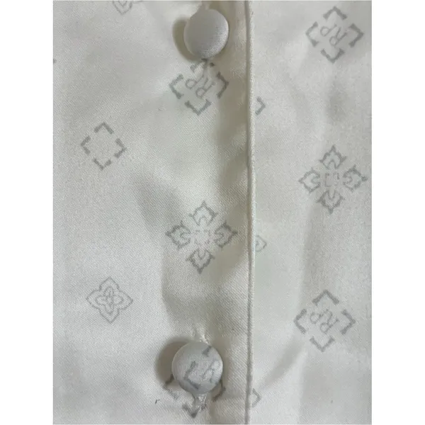 Rachel Parcell Satin Style Pajama Diamond Set Ivory Bridal Getting Ready Small - Image 8