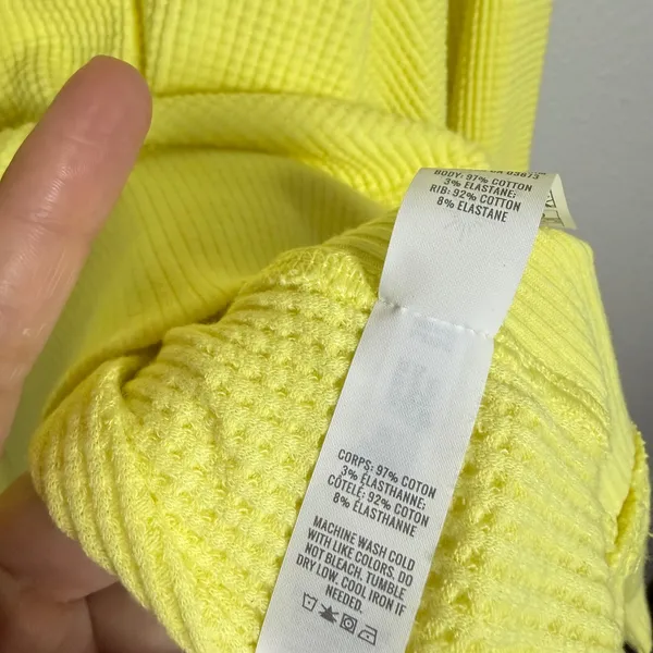 AE Offline Yellow Waffle Knit Long Sleeve Crewneck Top Size M‎ - Image 3