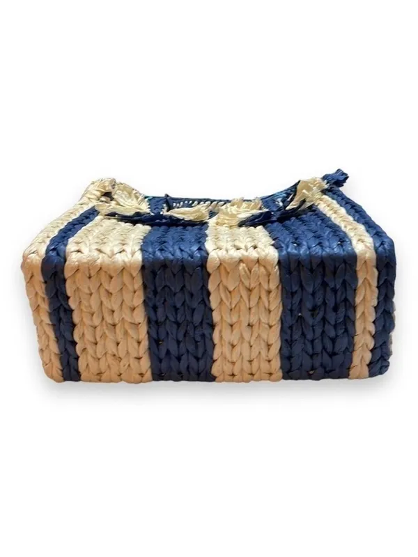 Blue Satchel Emei Straw Paper Satchel in Charcoal Blue Vince Camuto - Image 4
