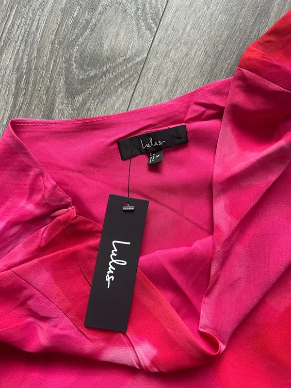 New Lulus Serene Pink Floral One-Shoulder Asymmetrical Midi Dress -Medium $69 - Image 6