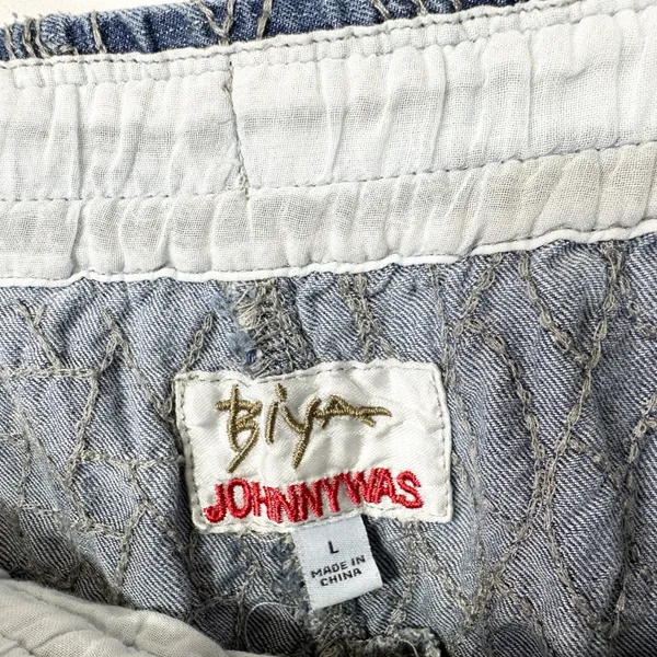 Johnny Was Biya Large Pants Blue Embroidered Chambray Lyocell Jogger Boho 1394 - Image 3