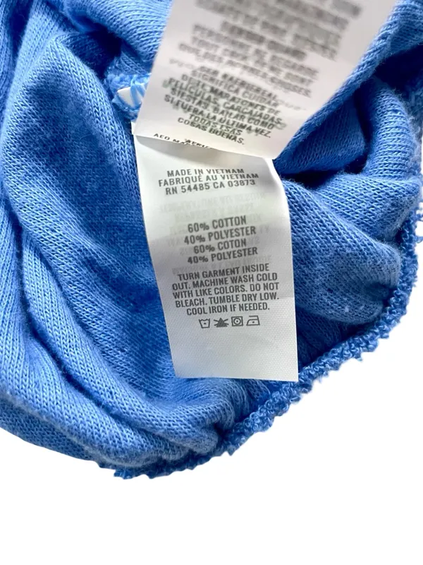 Aerie Endless Summer Cropped Eyelet Blue Tie Cuff Sweatshirt Size XS - Image 4
