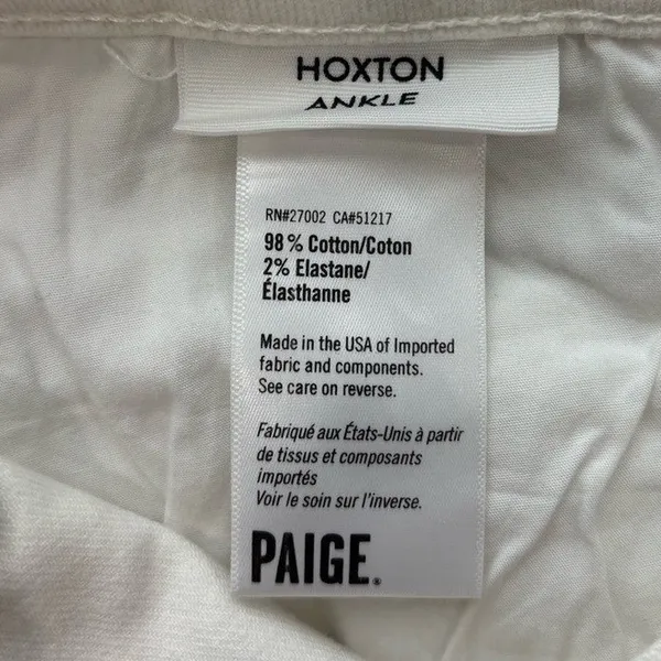 Paige‎ Hoxton Ankle High Rise Skinny Jeans Light Ecru Off White Size 29 - Image 2