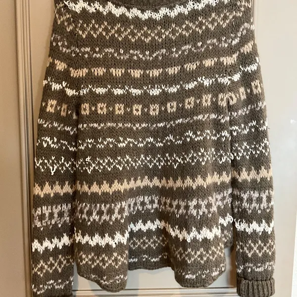 FREE PEOPLE Through the Storm Fair Isle Sweater Size S/P Small Medium Oversized - Image 4