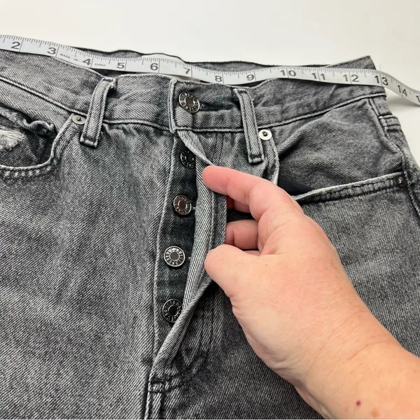 Agolde 90’s Crop Faded Black Trip Dark Grey Gray High Rise‎ Loose 24 Denim Jean - Image 11