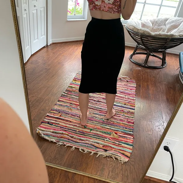 Cotton on ribbed black midi skirt - Image 3