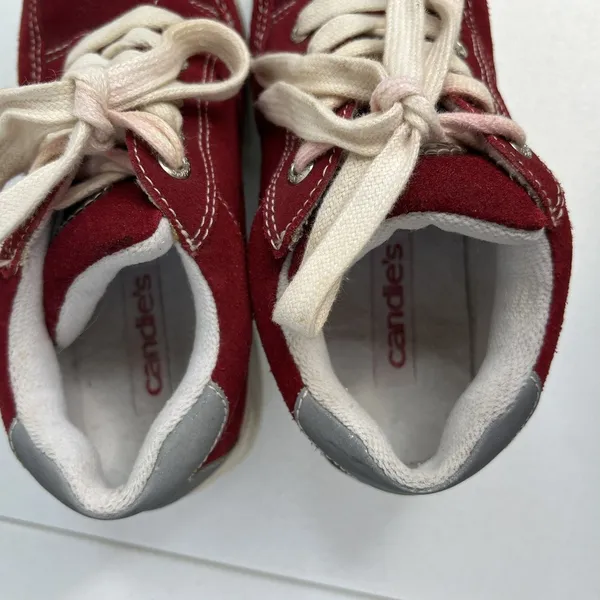 Y2K Candie’s 6 Red Platform Chunky Heel Sneakers Shoes Suede Grunge Punk‎ Retro - Image 8