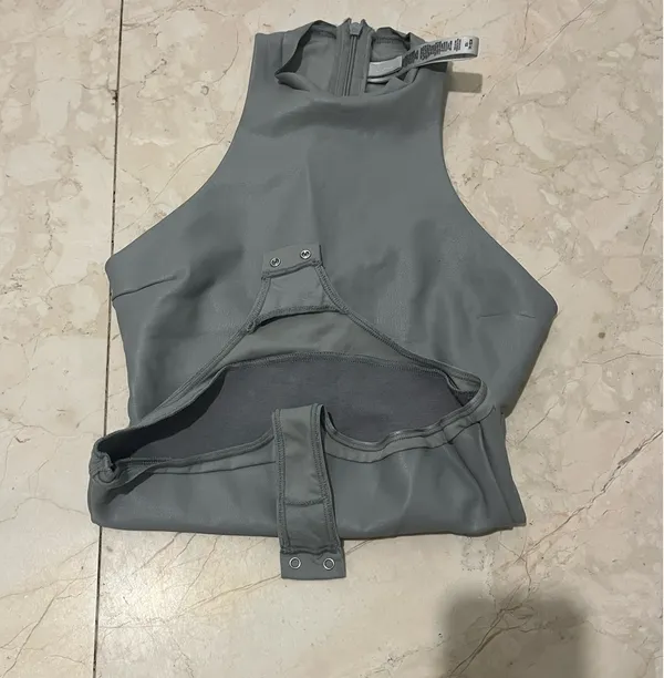 Skims Pleather Grey Bodysuit  - Image 4
