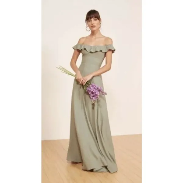Reformation Verbena Off-Shoulder Maxi Dress – Sage Green, Women’s Size 4 - Image 2