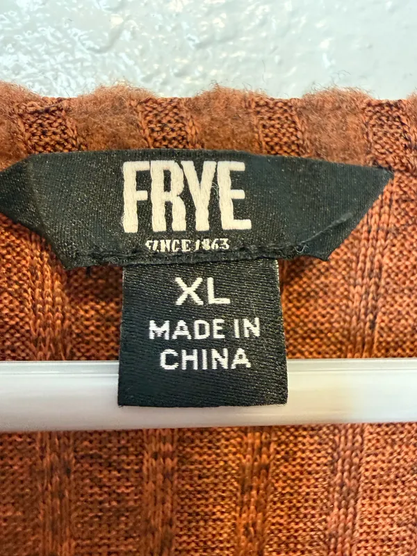 Frye Women's Rust Orange Ribbed Long Sleeve Tiered Knee Length Dress Size XL - Image 5