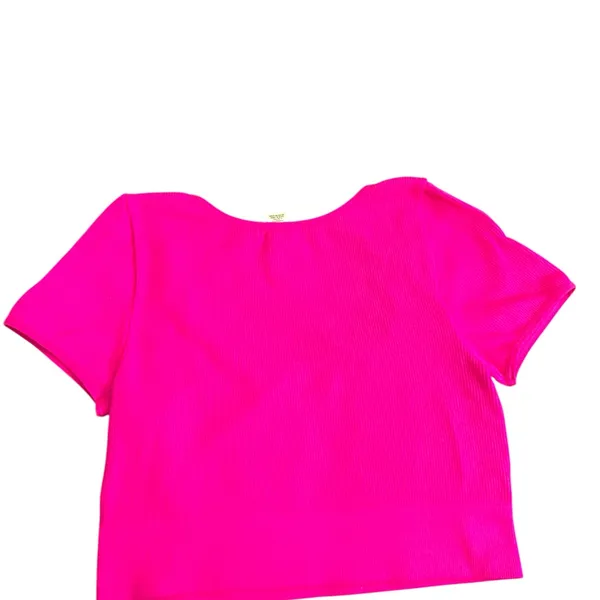 Bozzolo Pink Fitted Cap Sleeve Crop Top - Image 3