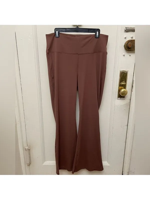 Ododos Brown High-Waisted Flare Pants Size 2XL NWT - Image 5