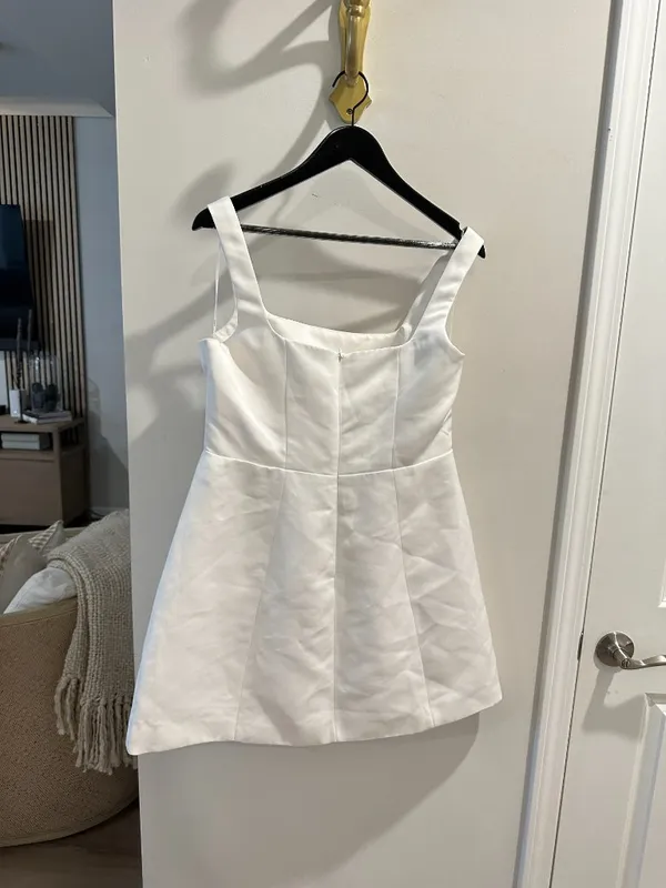 ELLIATT Amelie Square Neck Duchesse Satin Cocktail Minidress in Ivory X-Large - Image 7