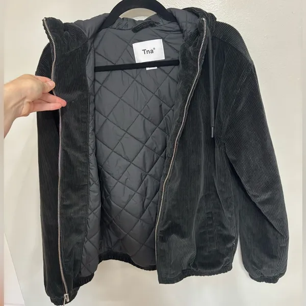 Aritzia TNA Morrison Corduroy Bomber Jacket in Black - Size 2XS - Image 3