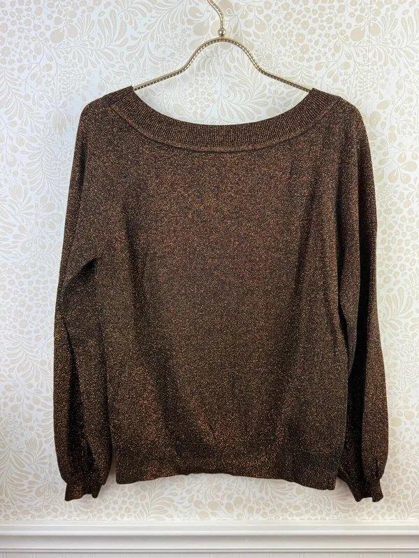 BODEN Mabel Boat Copper Sparkle Wool Relaxed Fit Lightweight Sweater - Size - 4 - Image 2