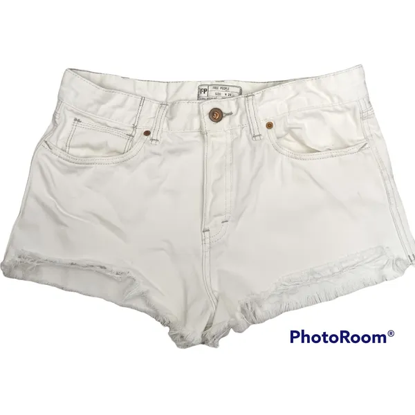 Free People White Logan Button Fly Hi-Rise Denim Shorts Size 29 - Image 3