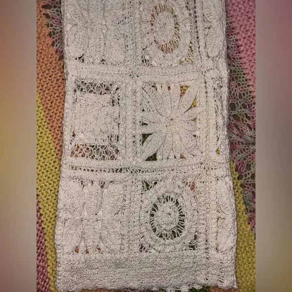 Women's White Crochet Pants Size L - Image 7