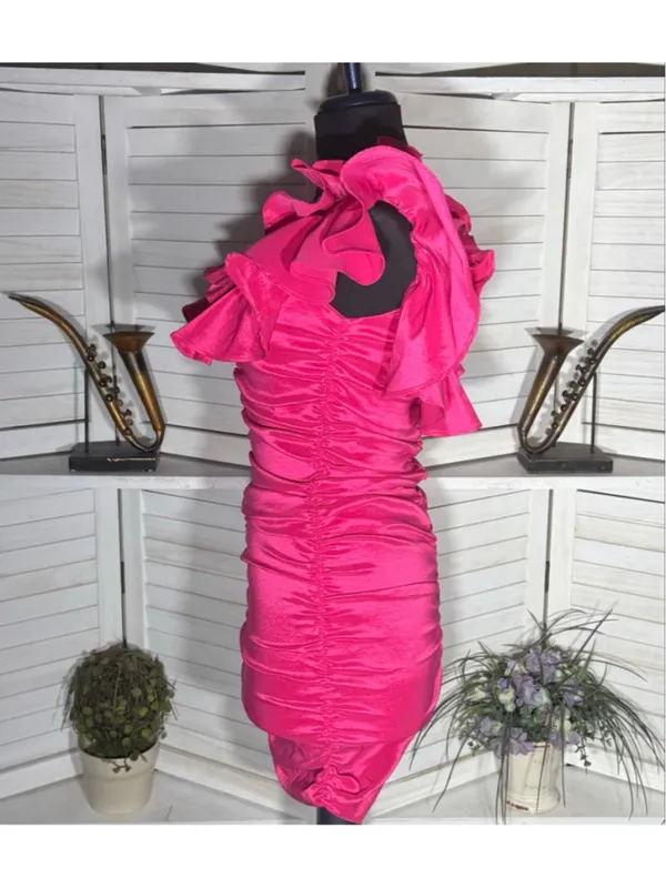 Lovers & Friends mini dress sexy pink ruffled wedding guest cocktail glam prom S - Image 4