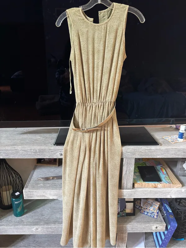 Gillia Olive Green Sleeveless Belted Wide-Leg Jumpsuit - Image 5