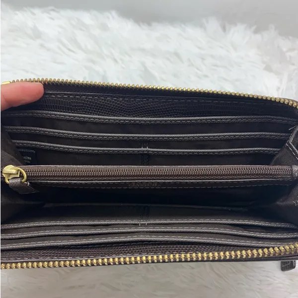 COACH Julia Khaki Brown Op Art Slim Zip Wallet - Image 6