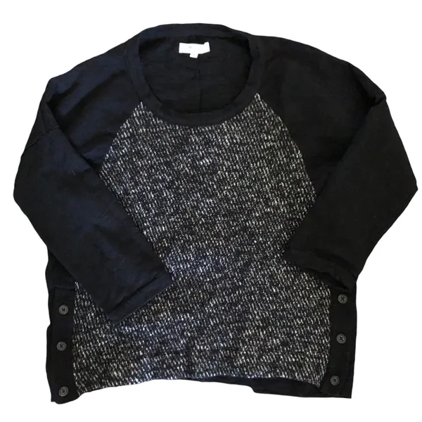 C Madewell Black & White Raglán Wool Tweed Woman Shirt Blouse Size Small - Image 6
