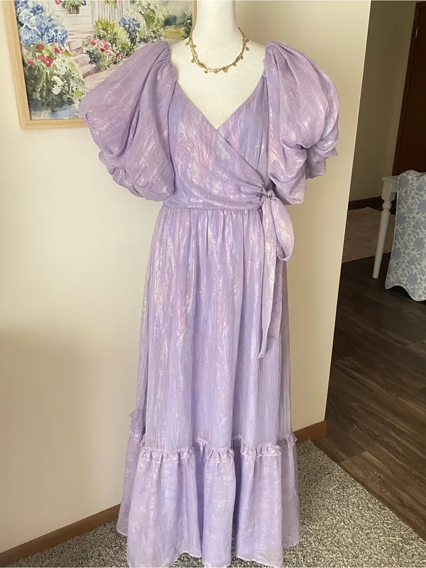 JessaKae Pyper America Pixie Lilac Iridescent Shimmer Maxi Dress Medium - Image 2