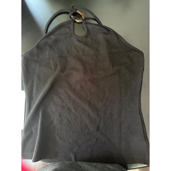 Princess Polly Teyla‎ Ring Detail Halter Top Black Ribbed Keyhole Tank US 8 NWT - Image 4