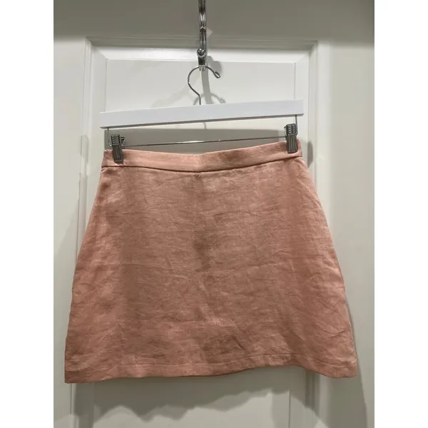 Backstage X Free People 100% Linen Blush Pink Mini Skirt Sz XS - Image 5