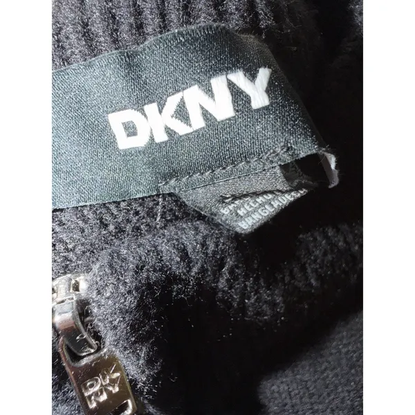 DKNY Black White Striped Quarter Zip Sweater Nautical Coastal Old Money Scandi - Image 6