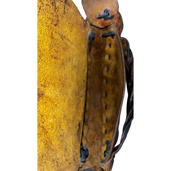 Vintage Handcrafted Brown Leather Braided Saddle Style Shoulder Bag Boho Western - Image 9