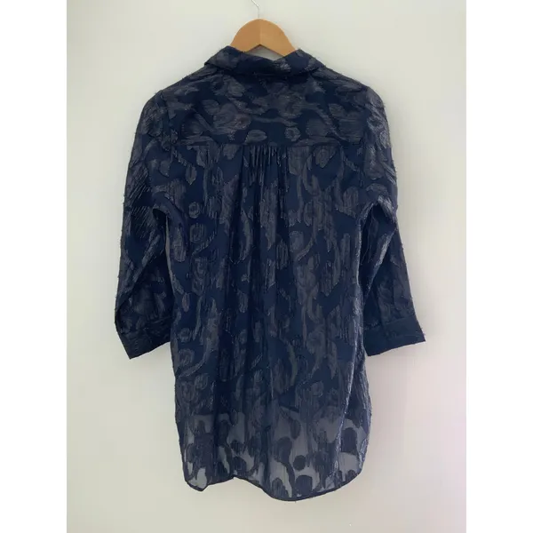 Boho Chic Navy Blouse NWT size‎ medium 120 retail Blue - Image 2
